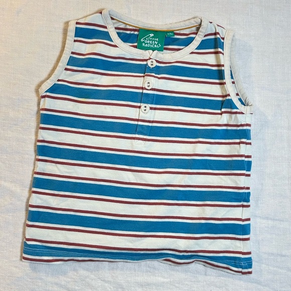Boys Blue Striped Cotton Matching Summer Set Size 4-5 Little Organic Cotton - Picture 2 of 9
